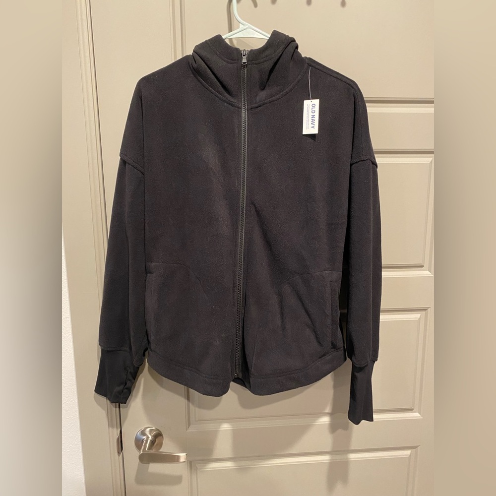 Old Navy black, fleece, zip up hoodie